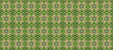 Yeşil, nötr ve bej renklerde altın element. Barok tarzında altın çiçekli süs. Doku arka planında altın duvar kâğıdı. Damask kusursuz yinelenen arkaplan.