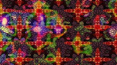 Çiçek ve yapraklı karalama şeklinde Raster çiçek deseni. Raster illüstrasyonu. Yumuşak, bahar çiçekleri kahverengi renklerde.