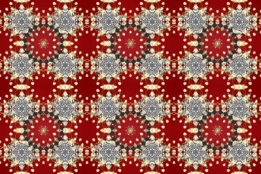 2019 Noel 'i, kar tanesi, yeni yıl. Altın elementlerle bej, gri ve kırmızı renklerde klasik, pürüzsüz desen.