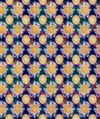 Raster illüstrasyonu. Soyut çiçek desensiz arkaplan. Raster deseni. Küçük çiçekteki sevimli çiçek deseni. Mavi ve nötr renklerde.