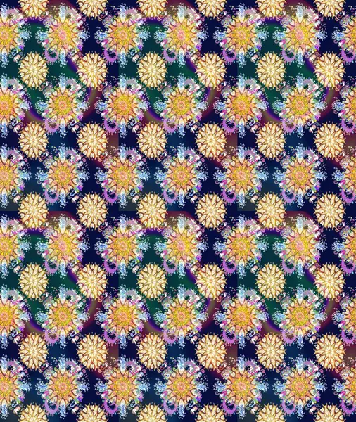 Raster illüstrasyonu. Soyut çiçek desensiz arkaplan. Raster deseni. Küçük çiçekteki sevimli çiçek deseni. Mavi ve nötr renklerde.