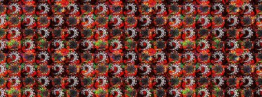 Küçük çiçekteki sevimli çiçek deseni. Siyah renkli çiçekler. Raster illüstrasyonu.