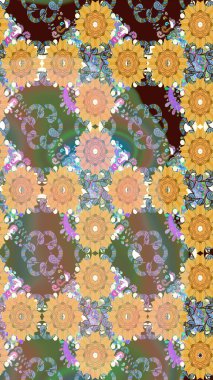 Çiçekli çiçek deseni, suluboya. Bej renkli çiçekler. Renkli bahar temalı eskiz kalıbı. Düz Çiçek Elementleri Tasarım Raster illüstrasyonu.