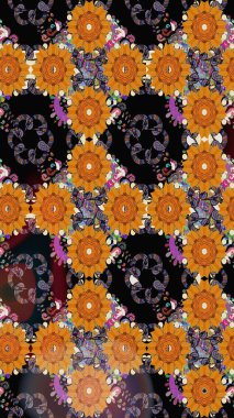 Renkli Bahar Teması eskiz kalıbı. Düz Çiçek Elementleri Tasarımı. Raster..