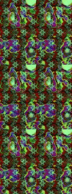 El çizimi çiçekli soyut çizim kalıbı. Raster illüstrasyonu. Yeşil renkte çiçekler.