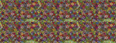 Suluboya, elle çizilmiş. Kusursuz bir arka plan modeli. Raster hisseleri. Yeşilde çiçekler.