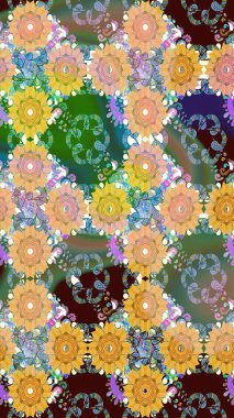 Oldukça eski bir besin torbası deseni, küçük yeşil renkte, çiçekler. Millefleur 'lar. Tekstil, kumaş, kapaklar, duvar kağıtları, baskı, paket, koleksiyon defteri, örgü, dekupaj için çiçek arkaplanı..