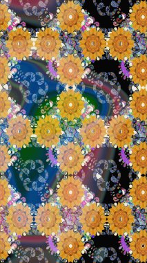 Yapraklı çizim şekli. Şirin, zarif çiçekler Raster illüstrasyonu. Poster ya da kapak için arka plan. Tekstil için figür. Davetiye ve kartpostal tasarımı için dekoratif çiçek unsurları.