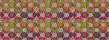 Düz çiçek öğeleri tasarım. Bahar Tema Dikişsiz desen arka plan rengi. Fantezi kumaş deseni. Raster çizimde sorunsuz çiçek desenli.