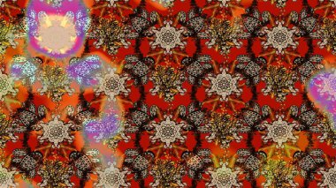 Elle çizilmiş çiçek desenli Raster çizimi. Tekstil, kumaş, ambalaj, hatıra defteri için hoş bir çiçek arkaplanı. Çocuksu tasarım. Kahverengi arkaplanda.