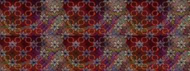 Kahverengi ve mor renklerde. Raster illüstrasyonu. Çiçekli güzel suluboya desen.