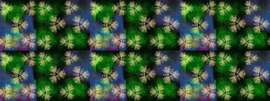 Yeşil ve mavi renkte çiçekler. Bahar mevsimi. Raster güzel bir çiçek deseni çizmiş. Tatil havası. Nazik romantik baskı.