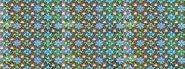 Yumuşak, bahar çiçekli arka plan. Çiçekli karalama şeklinde Raster çiçek deseni. Kahverengi ve yeşil renkte çiçekler.