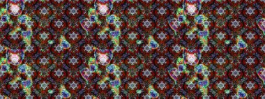 Renkli Bahar Teması eskiz kalıbı. Düz Çiçek Elementleri Tasarımı. Raster..