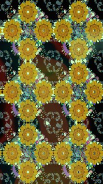 Çiçek deseni. Raster güzel kumaş deseni çiziyor. Renkli Bahar Teması eskiz kalıbı. Düz Çiçek Elementleri Tasarımı.