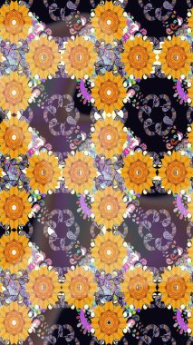 Çiçekli karalama şeklinde Raster çiçek deseni. Nazik, narin çiçek arkaplanı. Sarı renkte çiçekler.