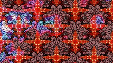 Kızılderili desenli desenli desenli şal deseni. Etnik Mandala süsü. Raster Henna dövme stili. Tekstil, tebrik kartı, boyama kitabı, telefon kılıfı baskısı için kullanılabilir.