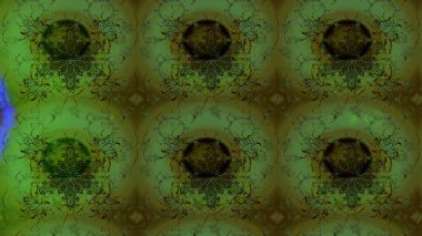 Raster düz çiçek çizim deseni. Hediye ambalaj kağıdı, tebrik kartları, posterler ve pankart tasarımı. Yeşil renkte çiçekler.