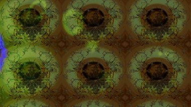 Klasik çiçek tasarımı elementleri. Yeşil kıvırcık çiçekler yeşil renkte şekillenir. Raster illüstrasyonu.