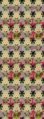 Raster - stok. Suluboya, elle çizilmiş. Vadinin çiçekleri tarafsız ve gri renklerde. Taslak arkaplan deseni.