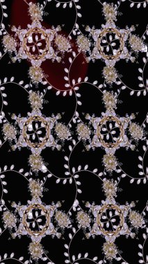 Raster illüstrasyonundaki çiçek desenli çizim. Siyah renkte çiçekler.