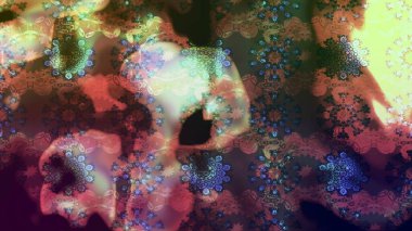 Raster illüstrasyonundaki çiçek desenli çizim. Kahverengi renkli çiçekler. Renkli Bahar Teması eskiz kalıbı. Düz Çiçek Elementleri Tasarımı.