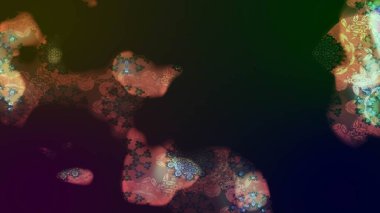 Suluboya elle çizilmiş çiçek desenli eskiz deseni. Parlak renkli fantezi çiçekleri, yapraklar, kahverengi renkli tomurcuklar, kahverengi.