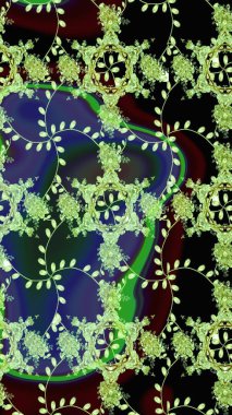 Elle çizilmiş çiçek desenli Raster çizimi. Tekstil, kumaş, ambalaj, hatıra defteri için hoş bir çiçek arkaplanı. Çocuksu tasarım. Yeşil arkaplanda.