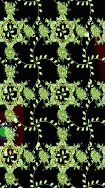 Çiçek ve yapraklı çiçek deseni. Küçük çiçekli şirin bir desen. Raster illüstrasyonu.