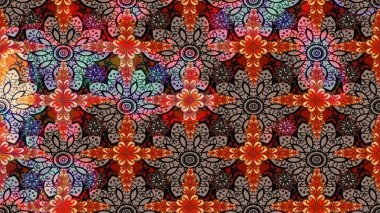 Tropik çiçek desenleri. Raster illüstrasyonu. Kahverengi renkte çiçekler.