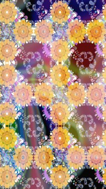 Çiçekli karalama şeklinde Raster çiçek deseni. Nazik, narin çiçek arkaplanı. Bej renkte çiçekler.