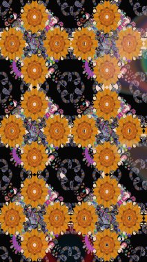 Çiçekler suluboya eskiz deseni. Raster Stili kumaş deseni.