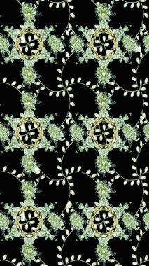 Çiçekli siyah eskiz deseni. Raster çiçek izi. Klasik taslak çizimi. Raster Yumuşak kumaş deseni.