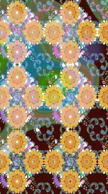 Kahverengi çiçekli eskiz deseni, suluboya çiçek deseni, sevimli çiçek, duvar kağıdı, kart veya kumaş için fayanslı. Raster - stok.