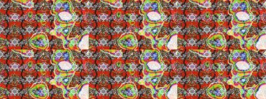 Eskiz klasiği. Raster Şirin kumaş deseni. Renkli Bahar Teması eskiz kalıbı. Düz Çiçek Elementleri Tasarımı.