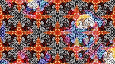 Şirin çiçekler. Çizgi çizimi kalıbı. Raster Moda kumaş deseni.