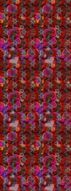 Çizim çiçek deseni duvar kâğıdı olarak kullanılabilir. Kırmızı renkte çiçekler. Raster illüstrasyonu.