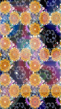 Küçük çiçekteki sevimli çiçek deseni. Raster illüstrasyonu. Çizim.