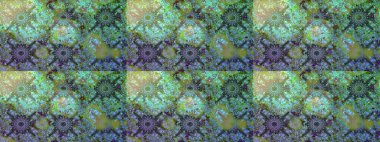 Çiçekli karalama şeklinde Raster çiçek deseni. Raster illüstrasyonu. Yumuşak, yeşil renkte bahar çiçekleri.