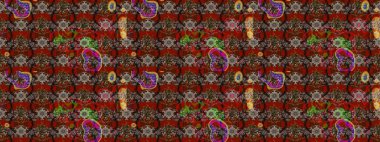 Raster illüstrasyonundaki çiçek desenli çizim. Kahverengi renkli çiçekler. Renkli Bahar Teması eskiz kalıbı. Düz Çiçek Elementleri Tasarımı.