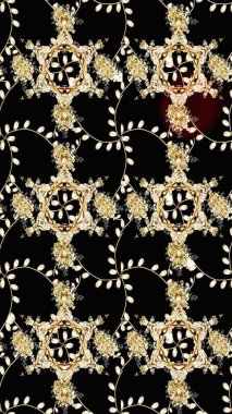 Klasik çiçekler. El çizimi, soyut ve süslü elementler. Yaz çiçekleri teması. Siyah renkler. Suluboya resim taklit Raster illüstrasyonu.