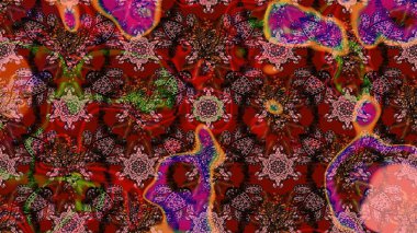 Raster illüstrasyonundaki çiçek desenli çizim. Kahverengi renklerde. Güzel kumaş deseni. Raster illüstrasyonu.