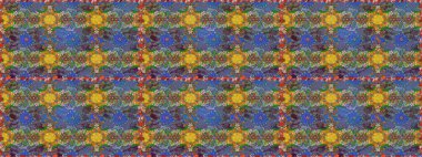 Raster düz çiçekleri pürüzsüz desen. Hediye ambalaj kağıdı, tebrik kartları, posterler ve pankart tasarımı. Kahverengi ve mavi renkte çiçekler.