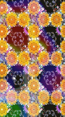 Eskiz modeli etnik tasarım. Çiçekleri, deniz kabukları, mandalaları ve suluboya efektleriyle donanma geçmişi. Yatak çarşafları, ceket, paket tasarımı, kumaş ve moda kavramları için tekstil baskısı.