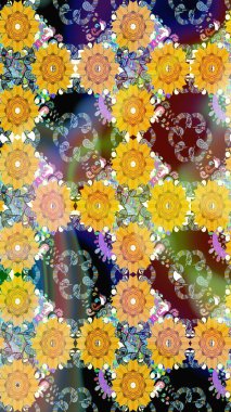 Karalama çiçekleri çizim kalıbı. Sanat, çiçekleri canlandırır ve arka planda bırakır. Sarı el çizimi desen. Raster deseni.