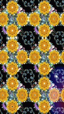 Çiçekli güzel suluboya desen. Raster illüstrasyonu. Sarı renklerde.