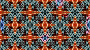 Mavi renklere karalamalar çizilmiş çiçek deseni. Raster illüstrasyonu.