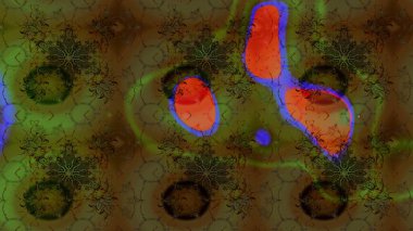 Yaprak ve çiçeklerin suluboya resimleri, kahverengi renklerdeki çizimler. Kahverengi renklerde bahar çiçekleri. Raster illüstrasyonu.