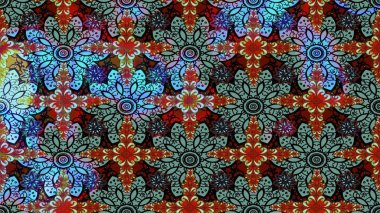 Mavi renkte etnik çiçeklerle süslenmiş zarif bir eskiz. Raster Çiçek İllüstrasyon Şirin Tekstil.