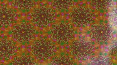 Renkli unsurlarla hareketli arka plan görüntüleri. Çiçekler. Eski model. Bayrak tarzı. Video kaydı. Şablon. Döngü. Kusursuz.. 